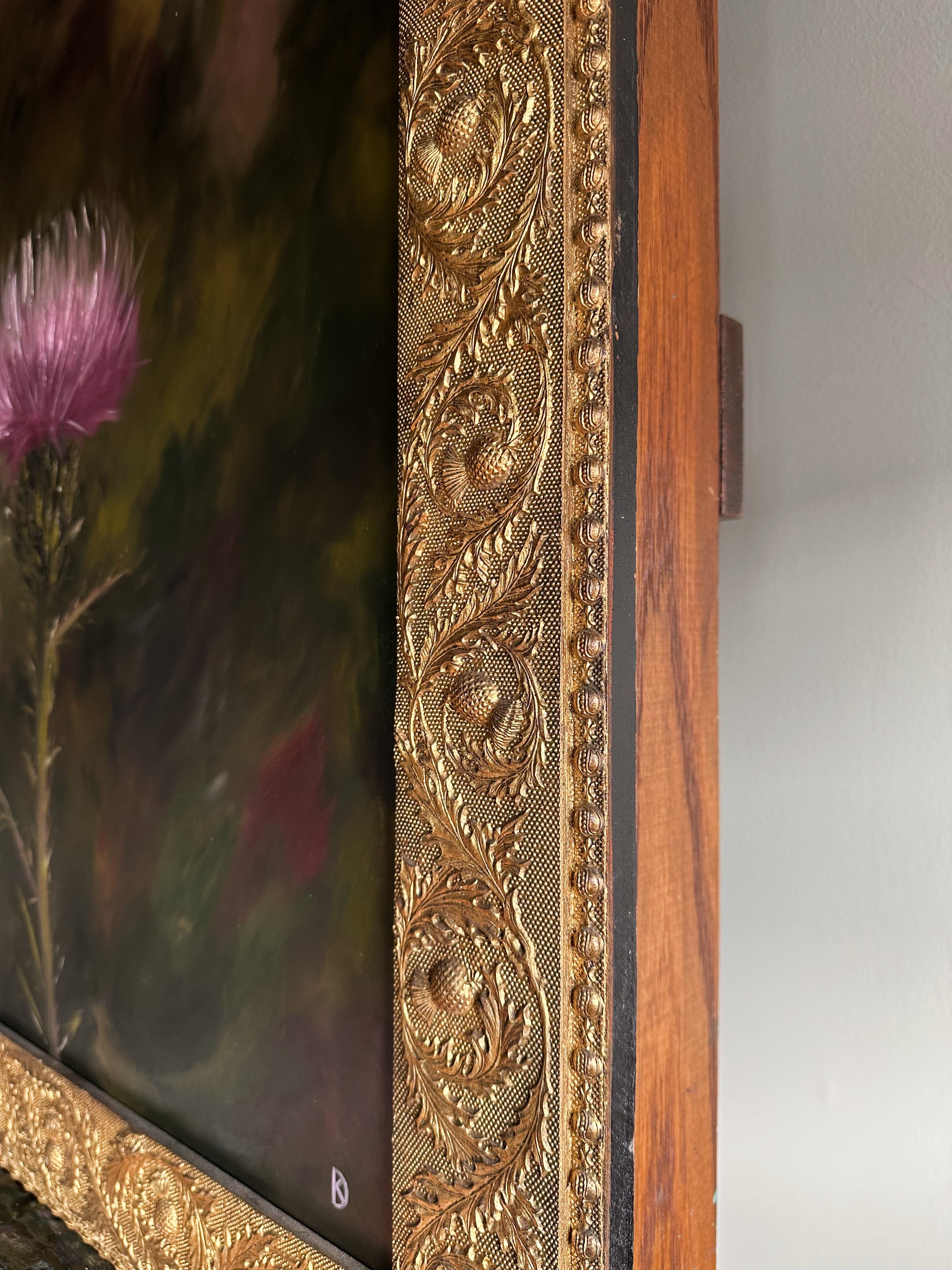 “Defied the Storm I” Oil Painting in Antique Scottish Frame - 33.5