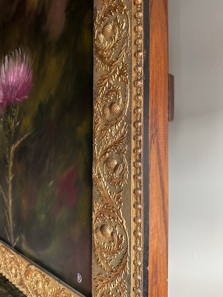 “Defied the Storm I” Oil Painting in Antique Scottish Frame - 33.5