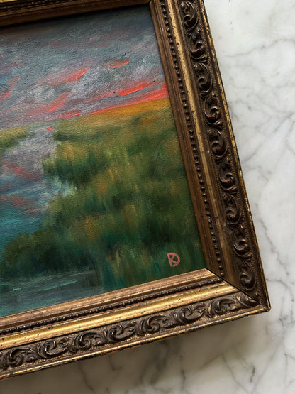 “Enchanting I” Oil Painting in Antique French Frame - 13" x 10.5"