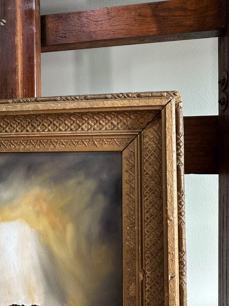 “Ease One Life” Oil Painting in Antique NY Frame - 16.5