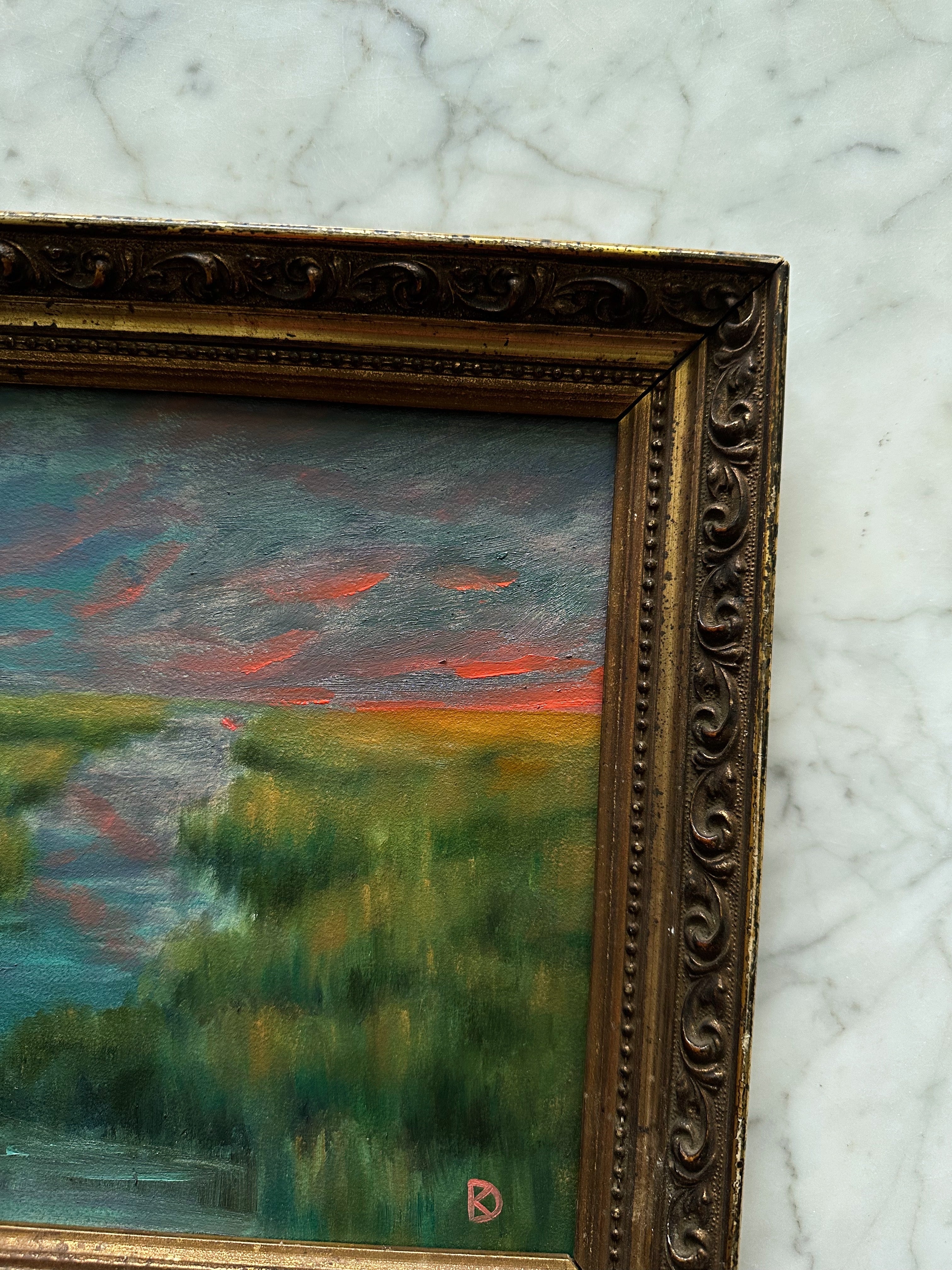“Enchanting I” Oil Painting in Antique French Frame - 13
