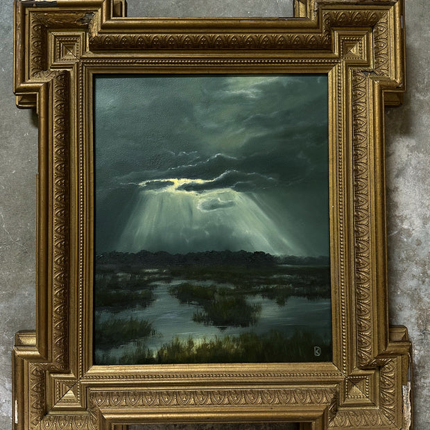 “Mutual Ground” Oil Painting in Antique Frame - 17.25" x 15.25"