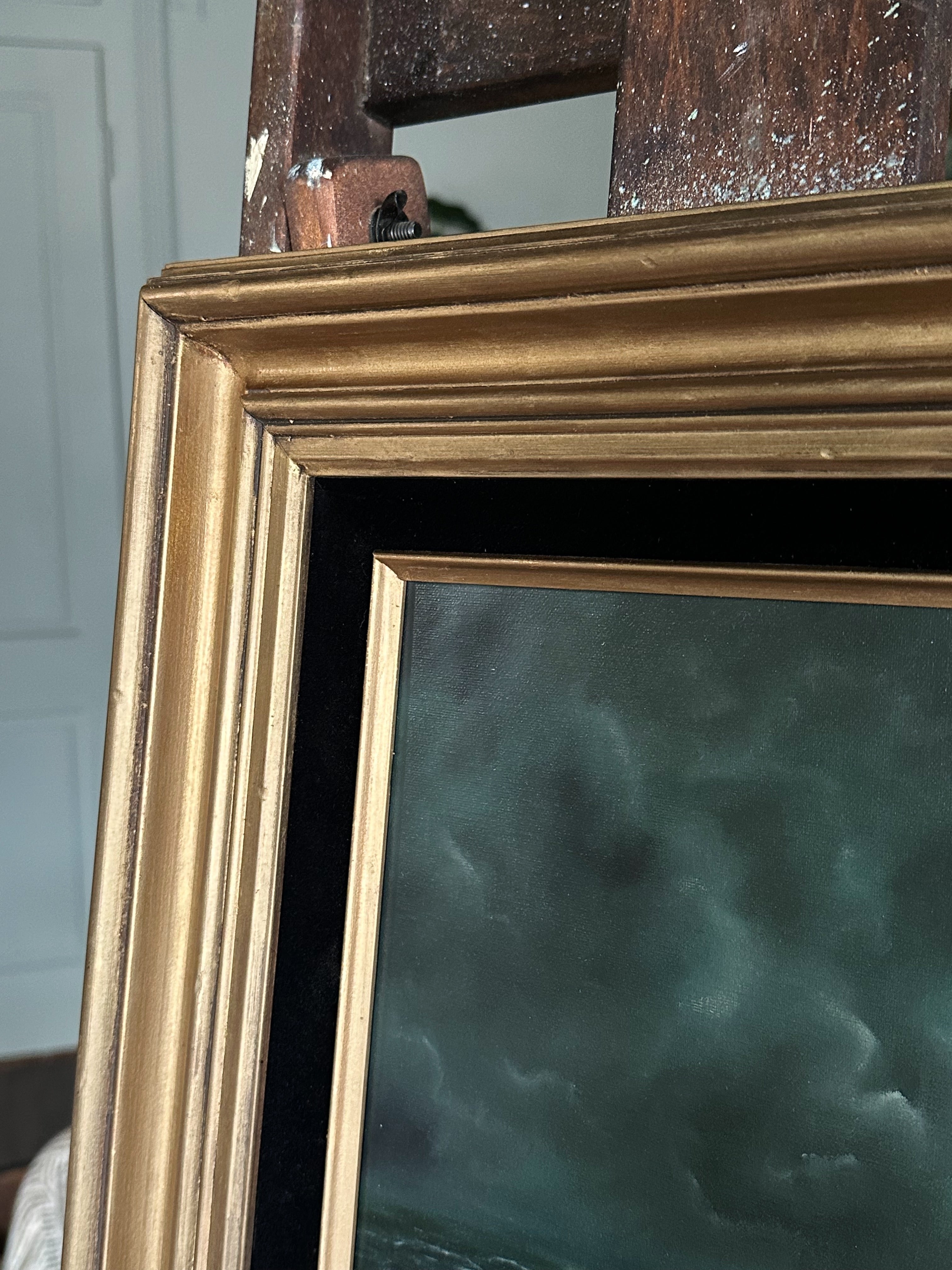 “Sink or Swim III” Oil Painting in Vintage Frame - 20.5