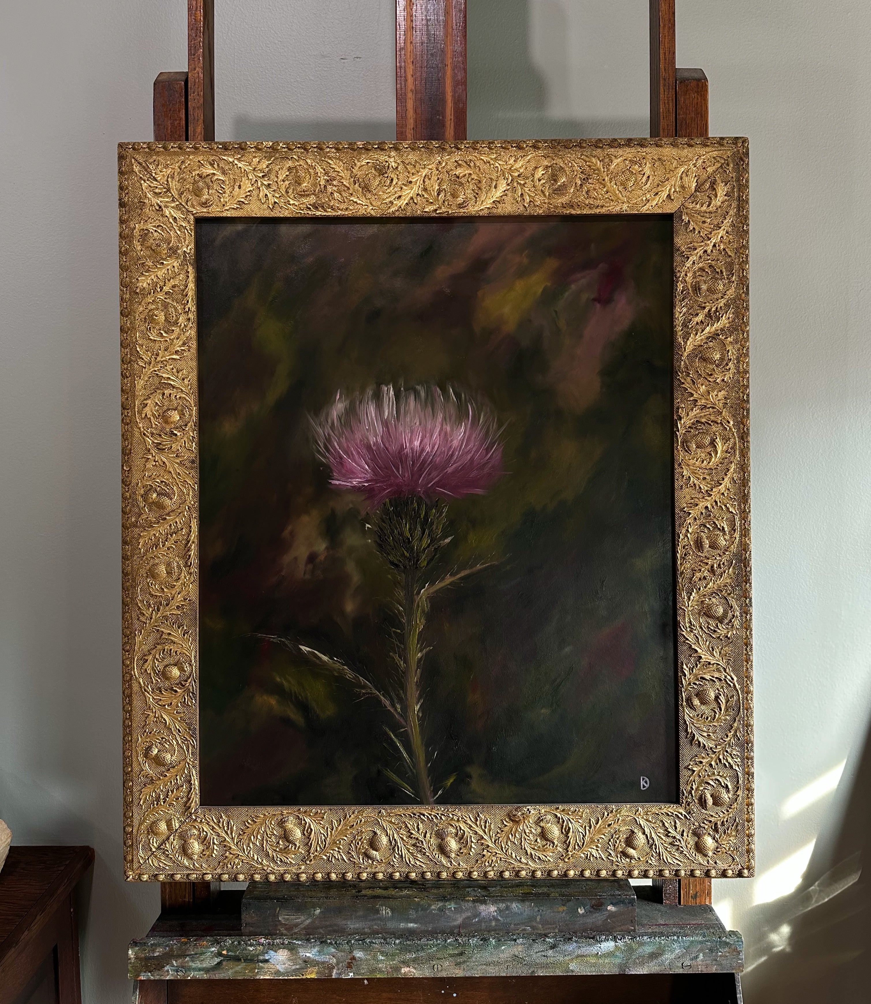 “Defied the Storm I” Oil Painting in Antique Scottish Frame - 33.5