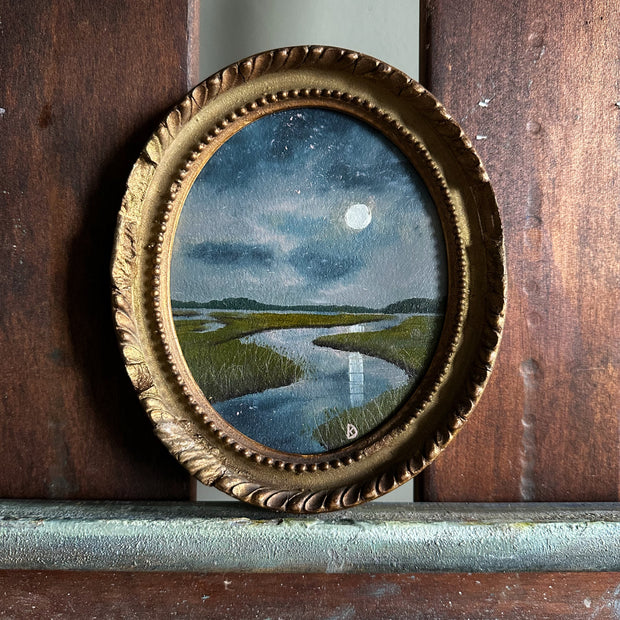 “Where Your Heart Resides V” 1700s Framed Mini Oil Painting - 5.5" x 6.4"