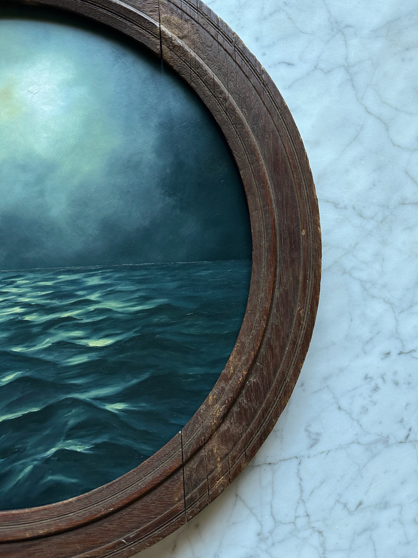 "My Compass" Oil Painting in Antique Frame - 19.75"