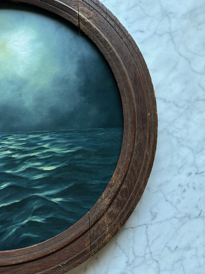 "My Compass" Oil Painting in Antique Frame - 19.75"