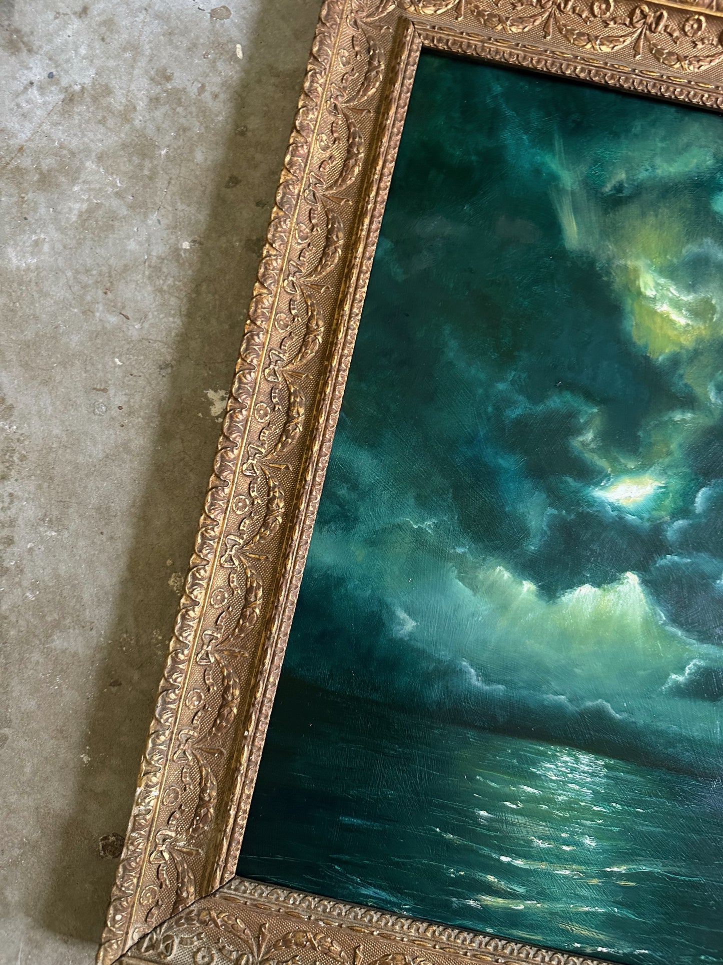 "Travel Slowly" Oil Painting in Antique Italian Frame - 20" x 16.25"