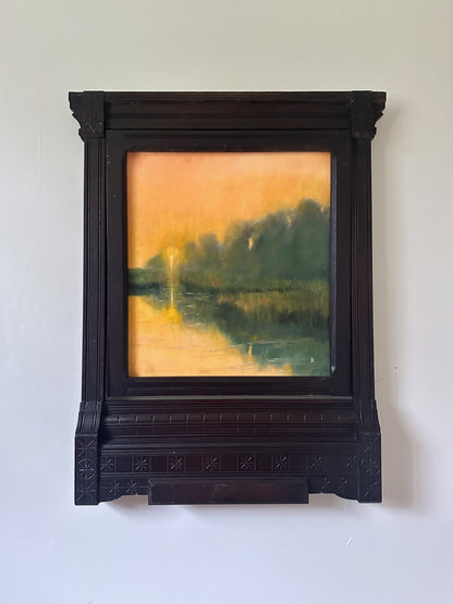 "Retelling" Oil Painting in Antique Eastlake Salvage - 37.75" x 29.75"