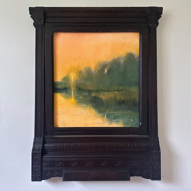 "Retelling" Oil Painting in Antique Eastlake Salvage - 37.75" x 29.75"