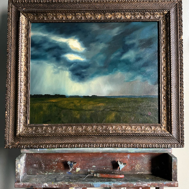 “Pause” Antique Framed Oil Painting - 26.75” x 22.75”