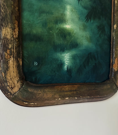 "Stitched Closed" Oil Painting in Antique 18th C. French Frame - 18" x 13.75"