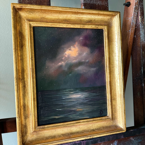 “Whisper to Her V” Oil Painting in Venetian Frame - 10.75” x 12.75”