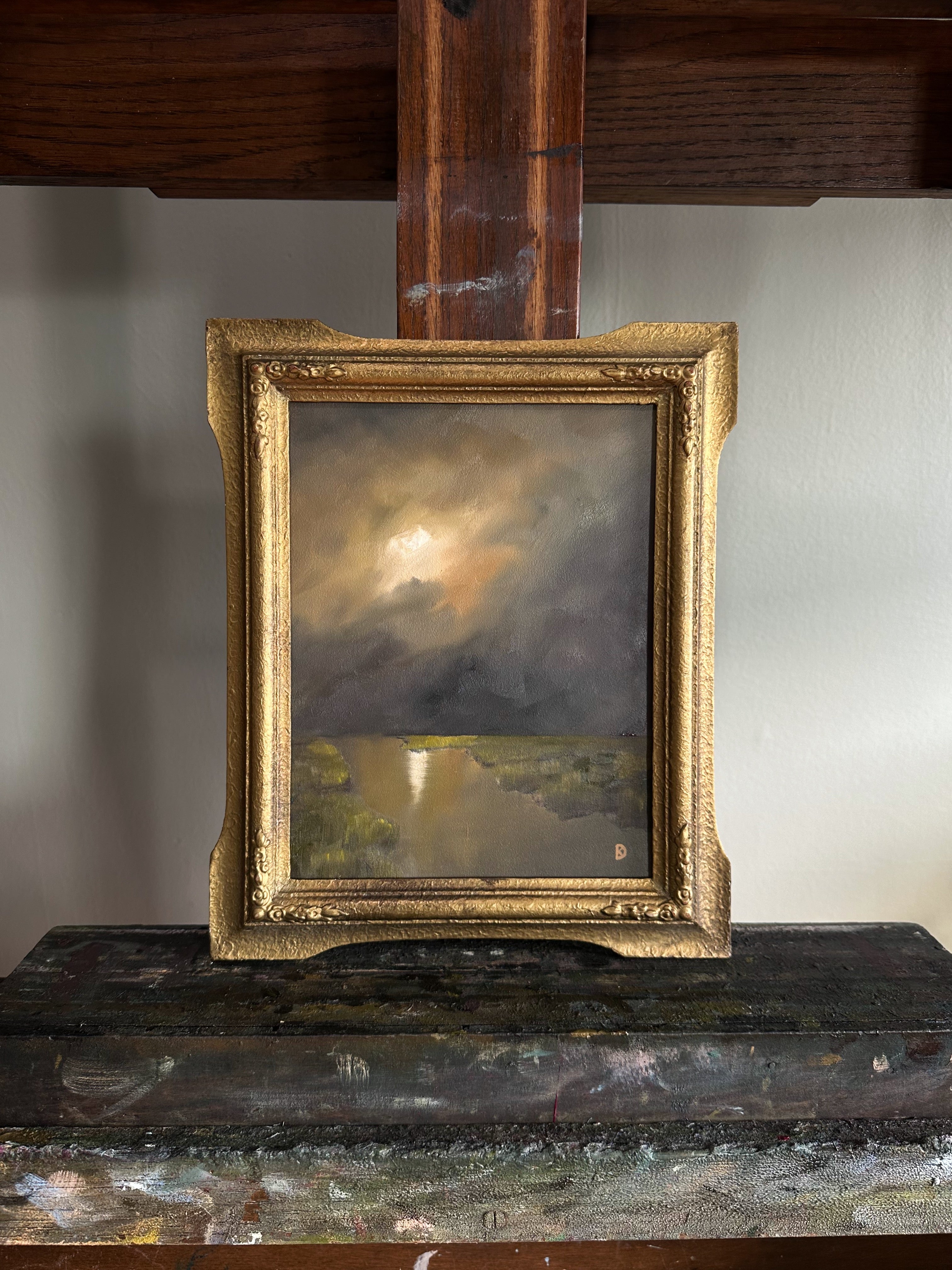 “Endangered” Antique Framed Oil Painting - 11.5