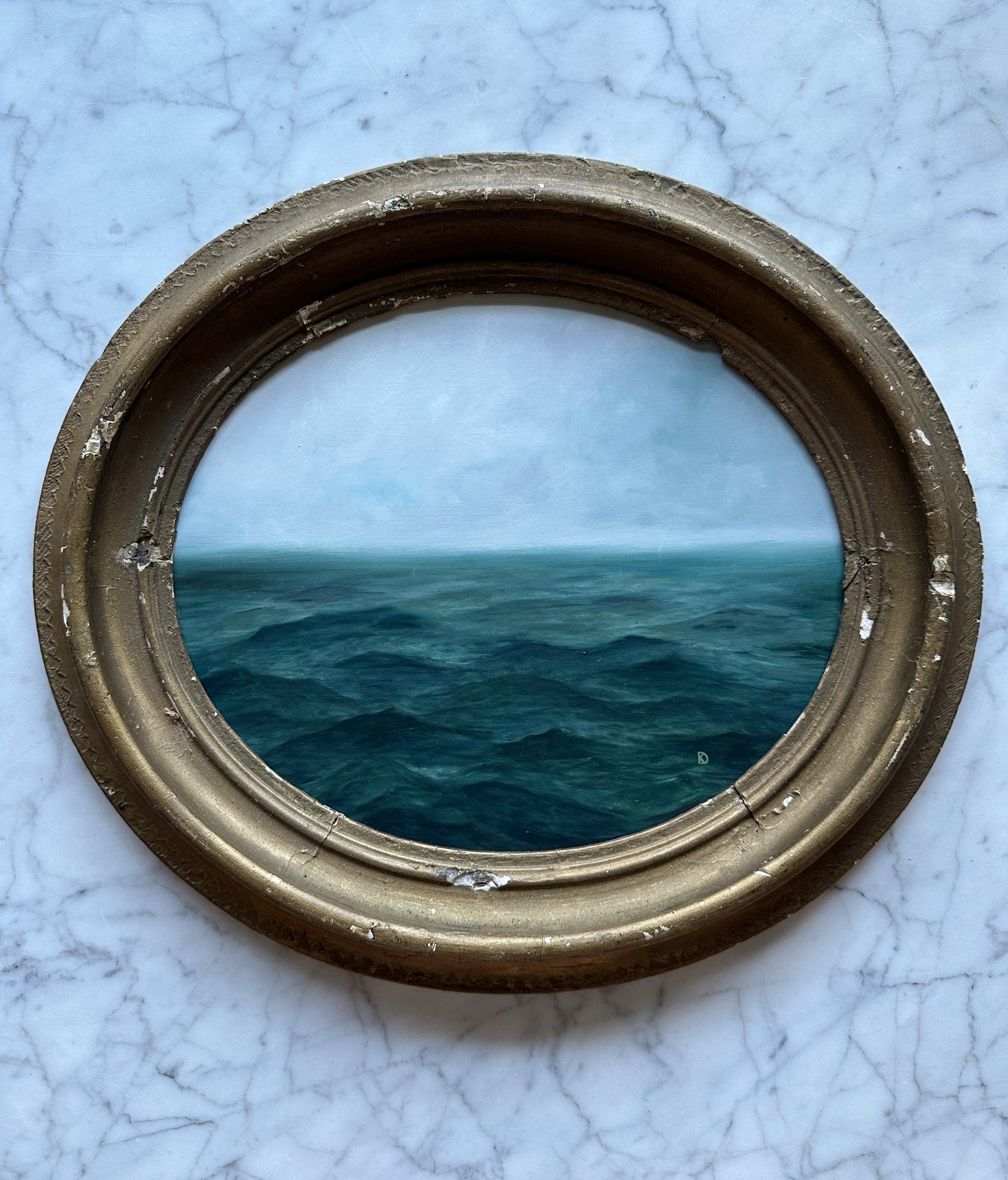 "Homeward" Oil Painting in Antique Frame - 16" x 14"