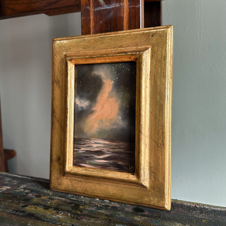 “Whisper to Her X” Oil Painting in Venetian Frame - 8.5