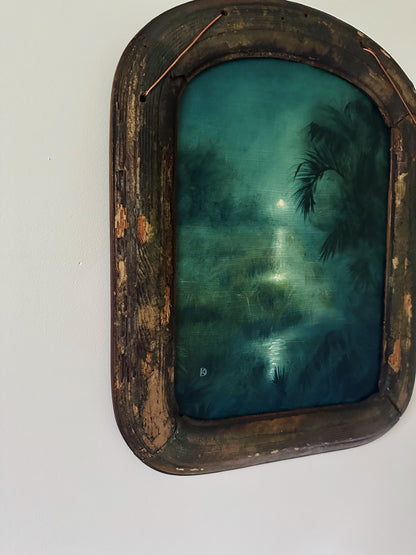 "Stitched Closed" Oil Painting in Antique 18th C. French Frame - 18" x 13.75"