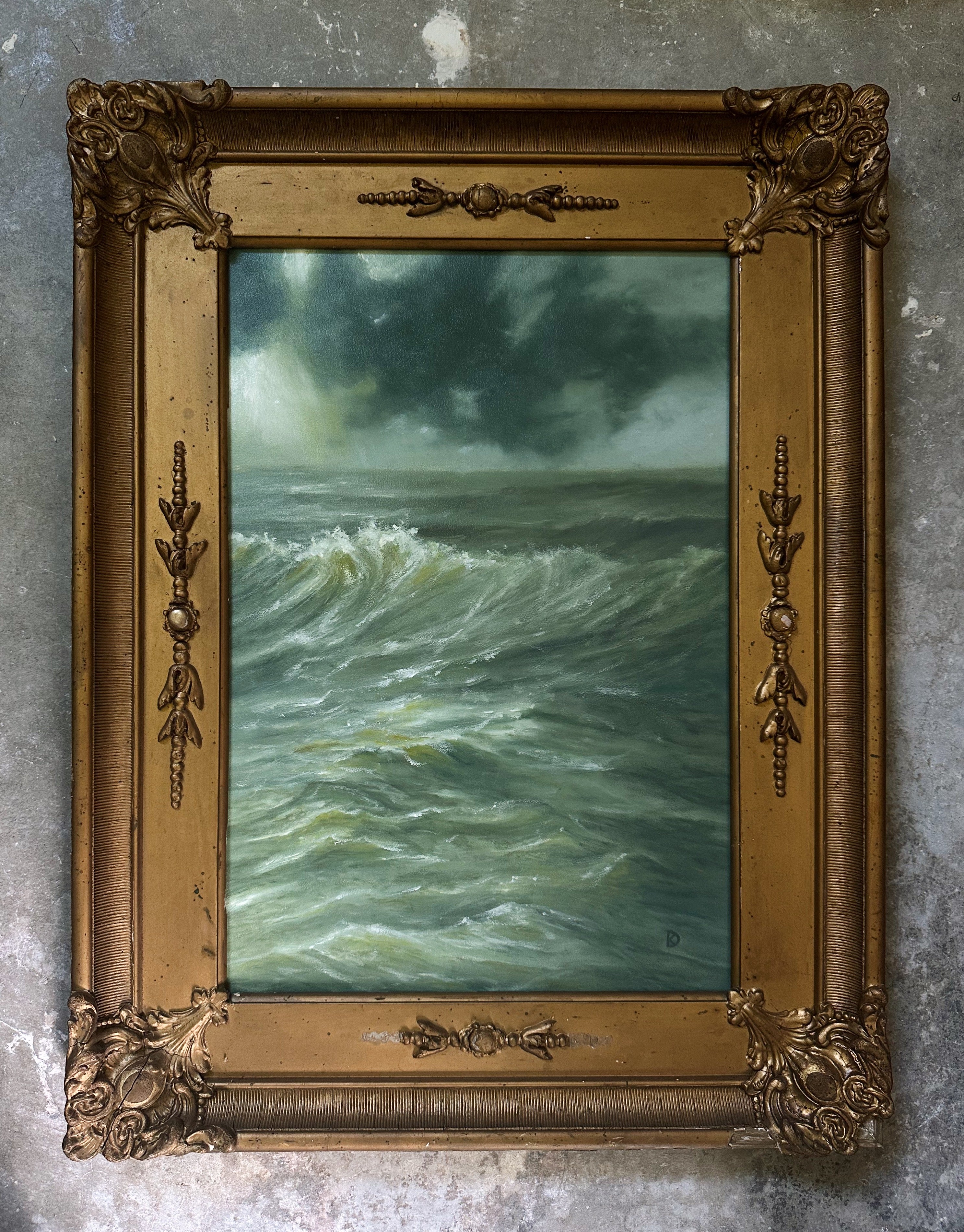 “Truce” Oil Painting in Antique Frame - 21.5