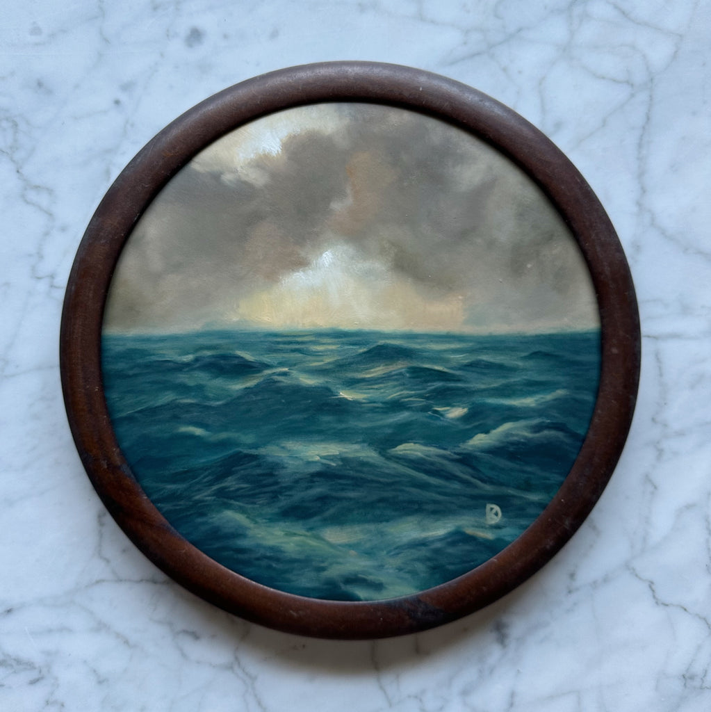 "Far Fairer Days" Oil Painting in Antique Italian Frame - 11"