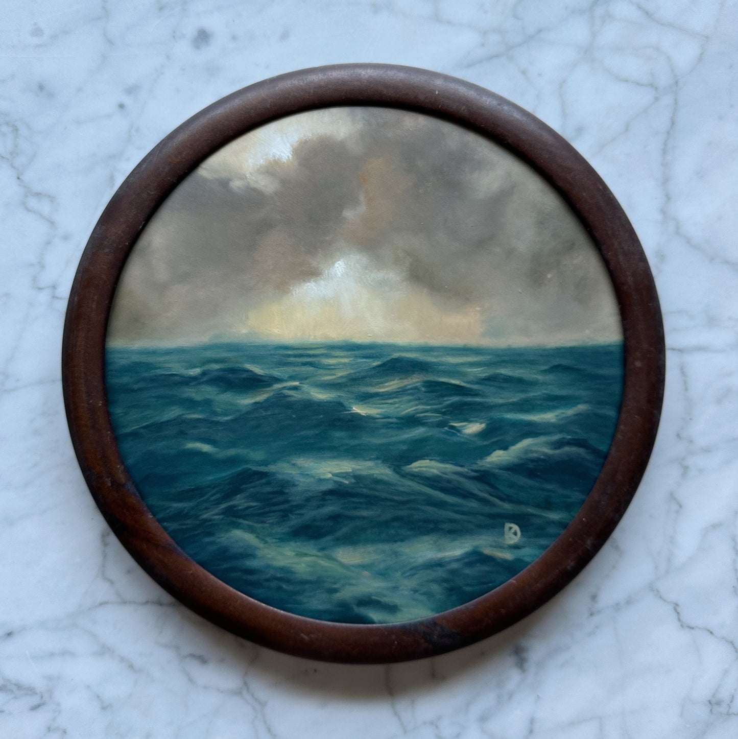 "Far Fairer Days" Oil Painting in Antique Italian Frame - 11"