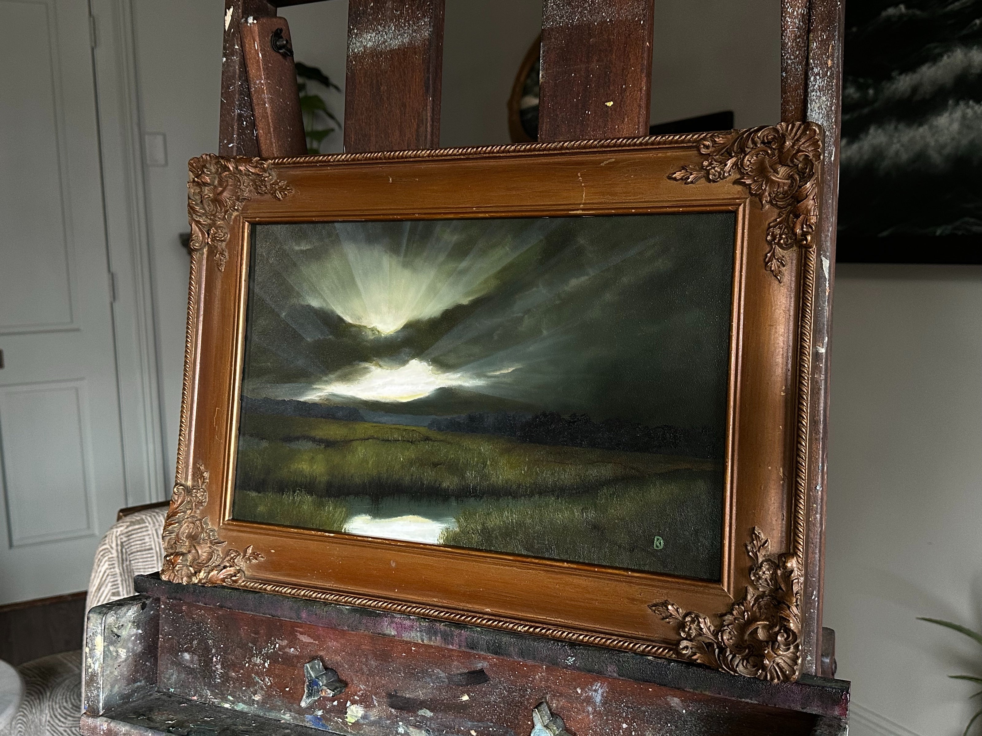 “But When She Loves” Oil Painting in Antique Frame - 19.5