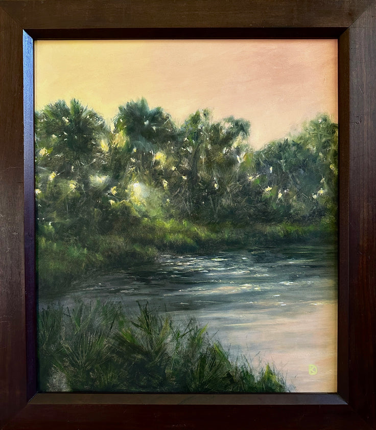 "Presence of Still Water" Oil in Antique Frame - 25" x 22"