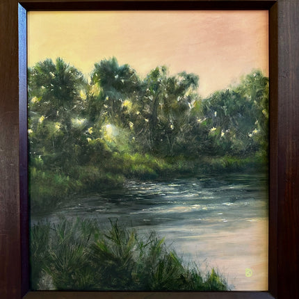 "Presence of Still Water" Oil in Antique Frame - 25" x 22"