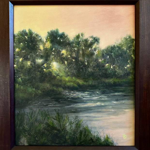 "Presence of Still Water" Oil in Antique Frame - 25" x 22"