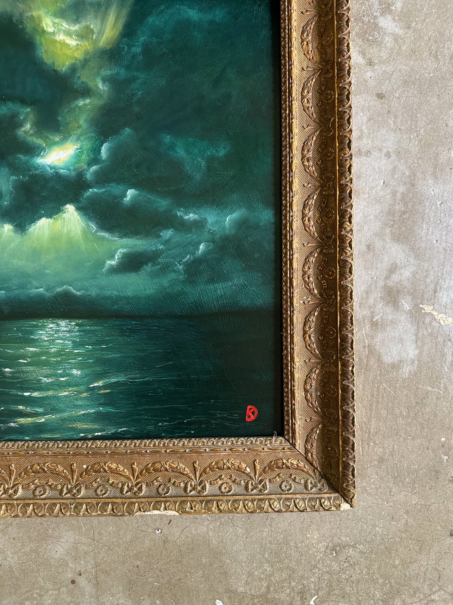 "Travel Slowly" Oil Painting in Antique Italian Frame - 20" x 16.25"