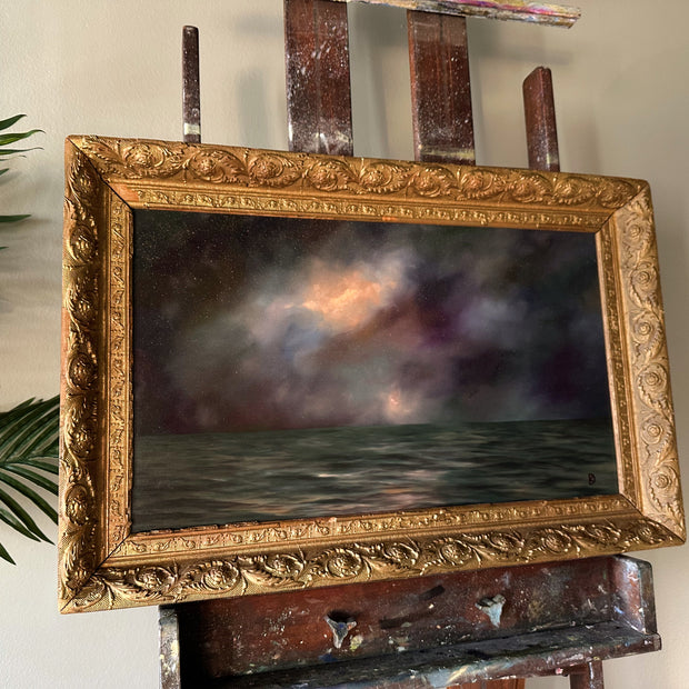 “Whisper to Her VII” Antique Framed Oil Painting - 19” x 28.75”