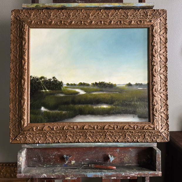 “Meet You There” Antique Framed Oil Painting - 26.5” x 22.5”