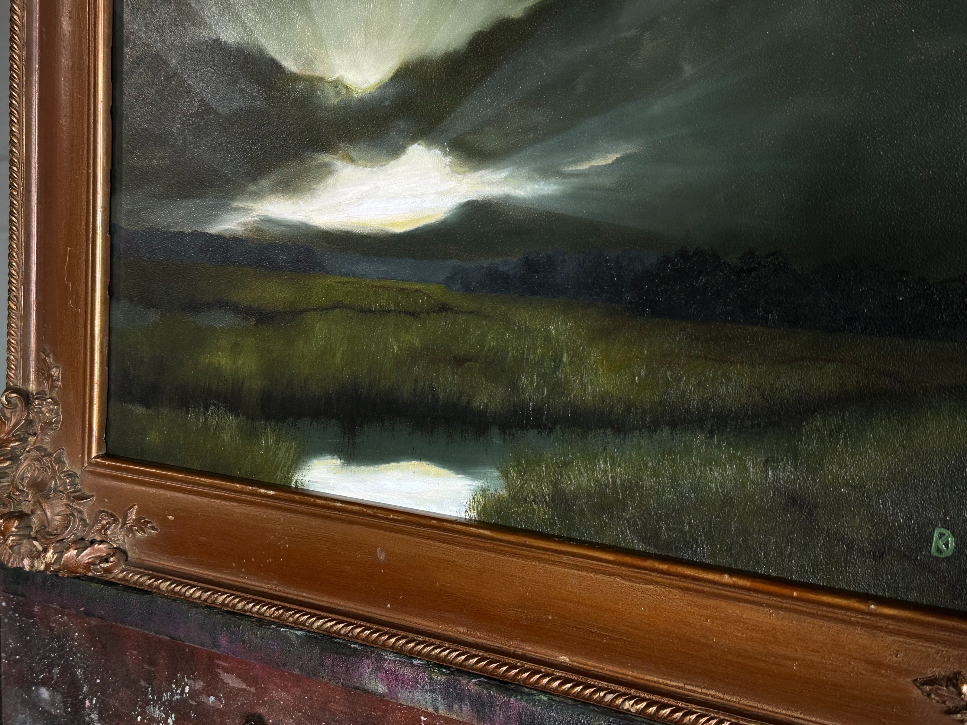 “But When She Loves” Oil Painting in Antique Frame - 19.5