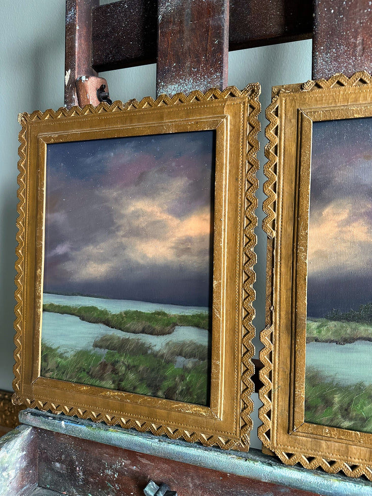 “Found You There” Antique French Framed Oil Painting Set - 12
