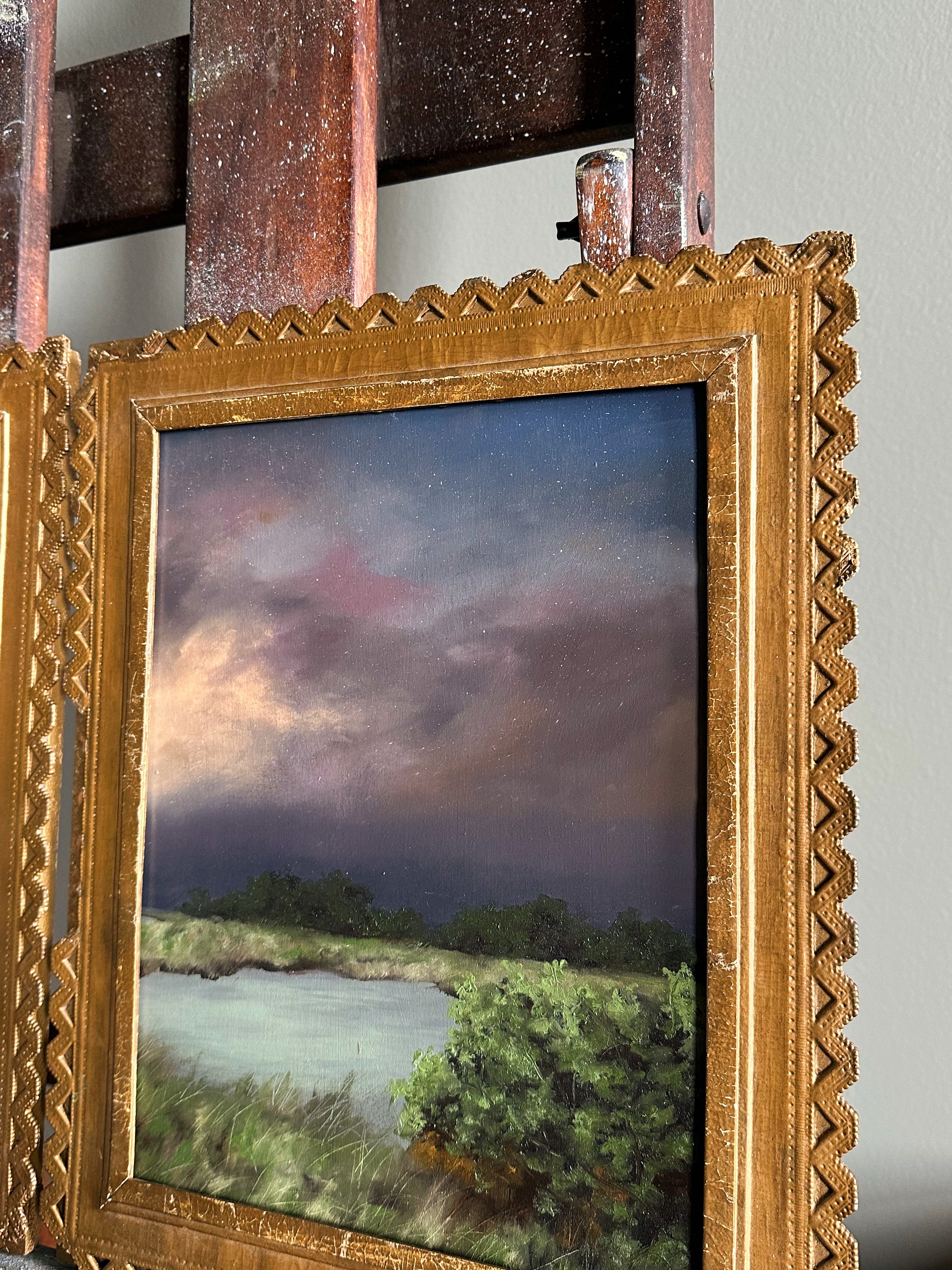 “Found You There” Antique French Framed Oil Painting Set - 12