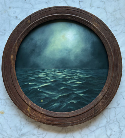 "My Compass" Oil Painting in Antique Frame - 19.75"