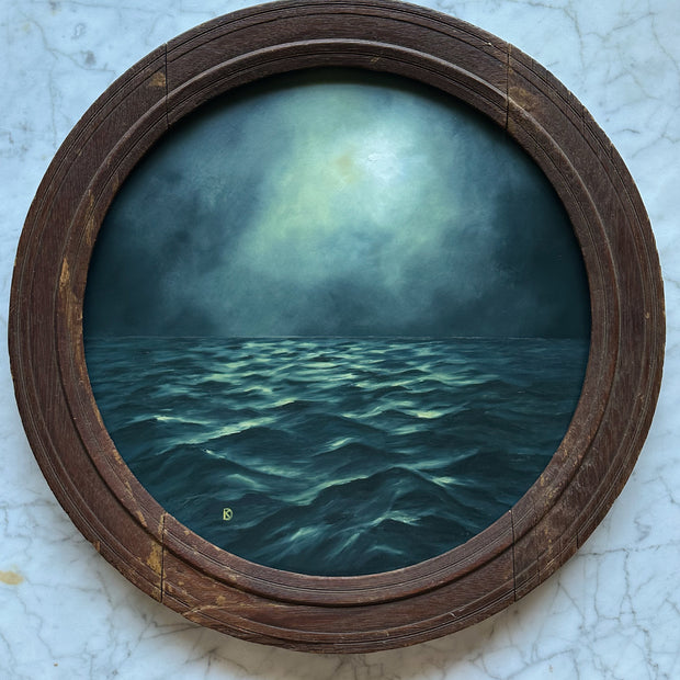 "My Compass" Oil Painting in Antique Frame - 19.75"