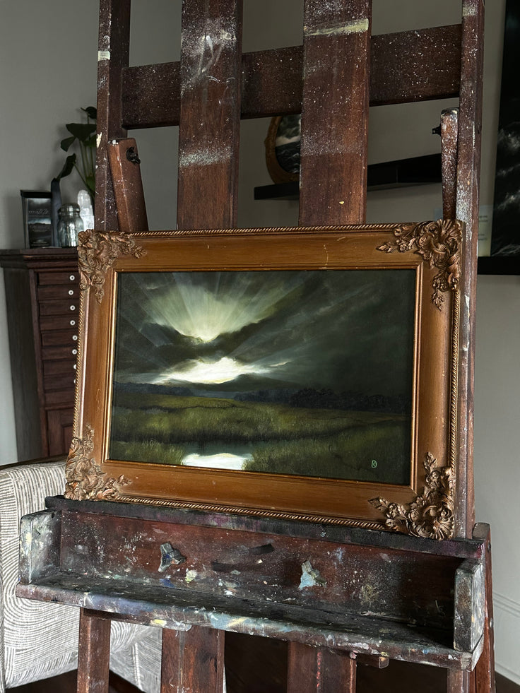 “But When She Loves” Oil Painting in Antique Frame - 19.5