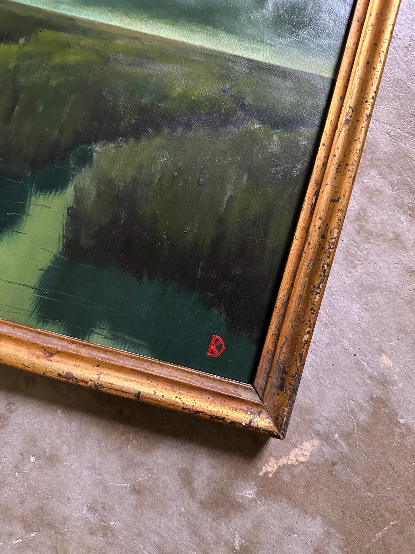 "Every Inhale" Oil Painting in Antique Italian Frame - 11" x 8.5"
