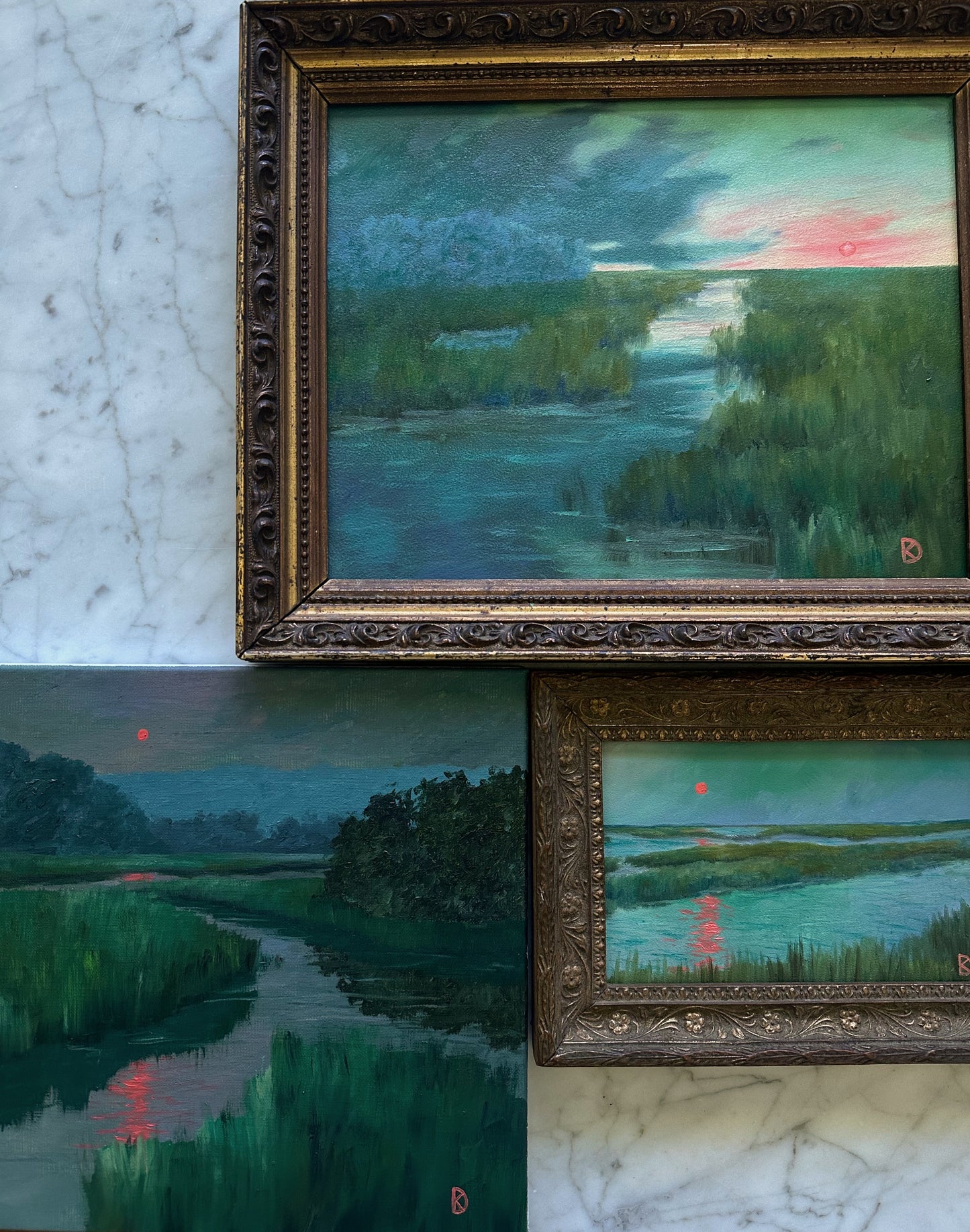 “Enchanting III” Oil Painting in Antique French Frame - 8.5" x 6"