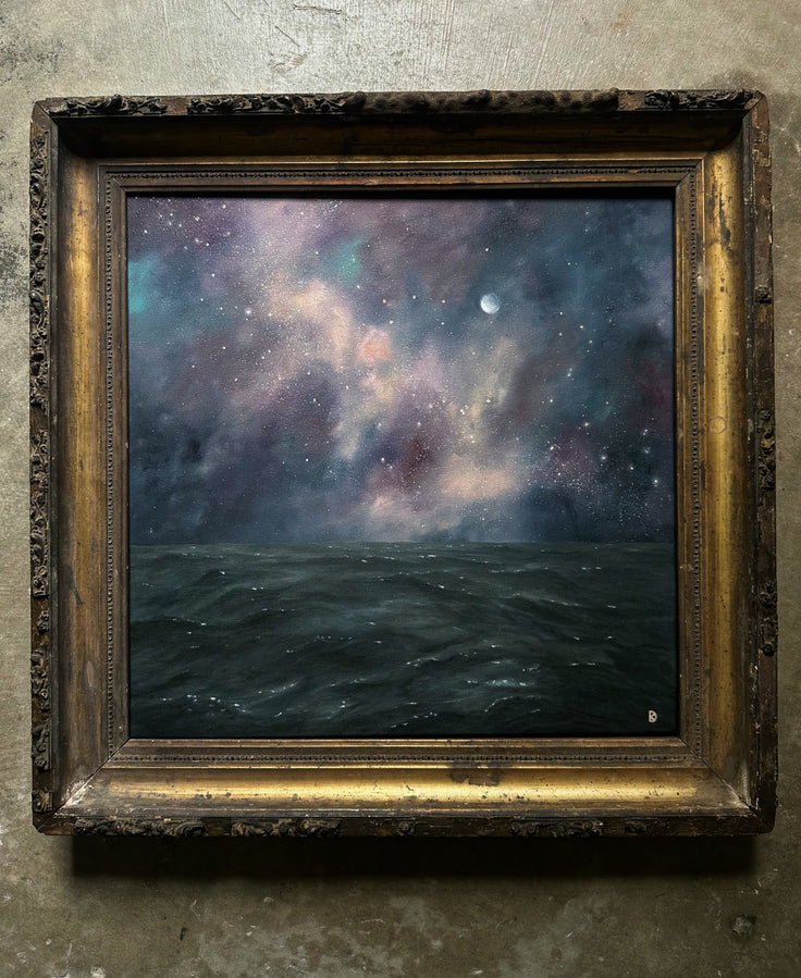 "I Circle You V" Oil in Antique Frame - 22.75" x 22.75"