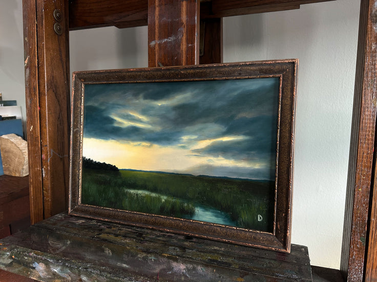 “Held My Heart” Oil Painting in Antique French Frame - 15