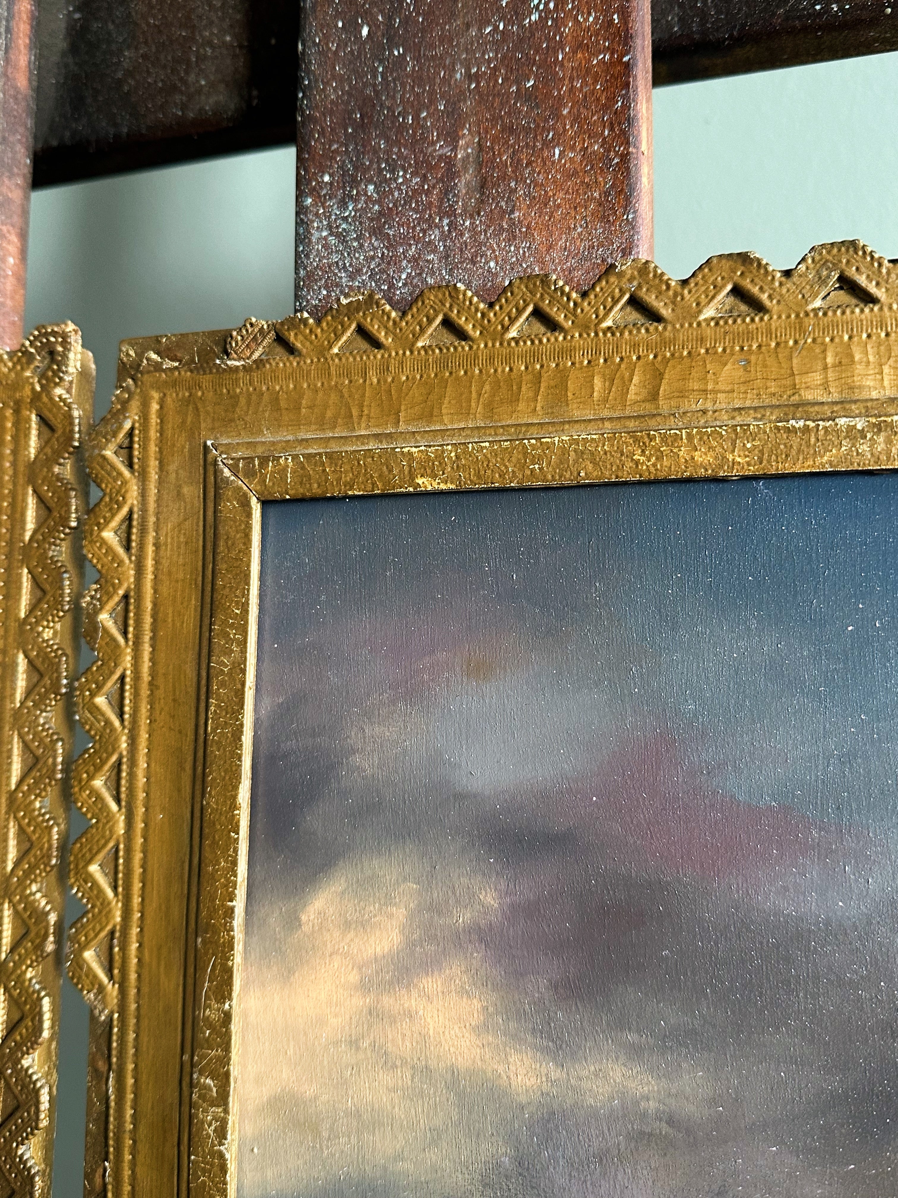 “Found You There” Antique French Framed Oil Painting Set - 12