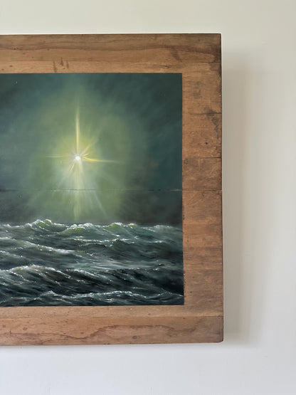 "Hell-Bent on Healing" Oil Painting on Antique Salvage - 24" x 24"