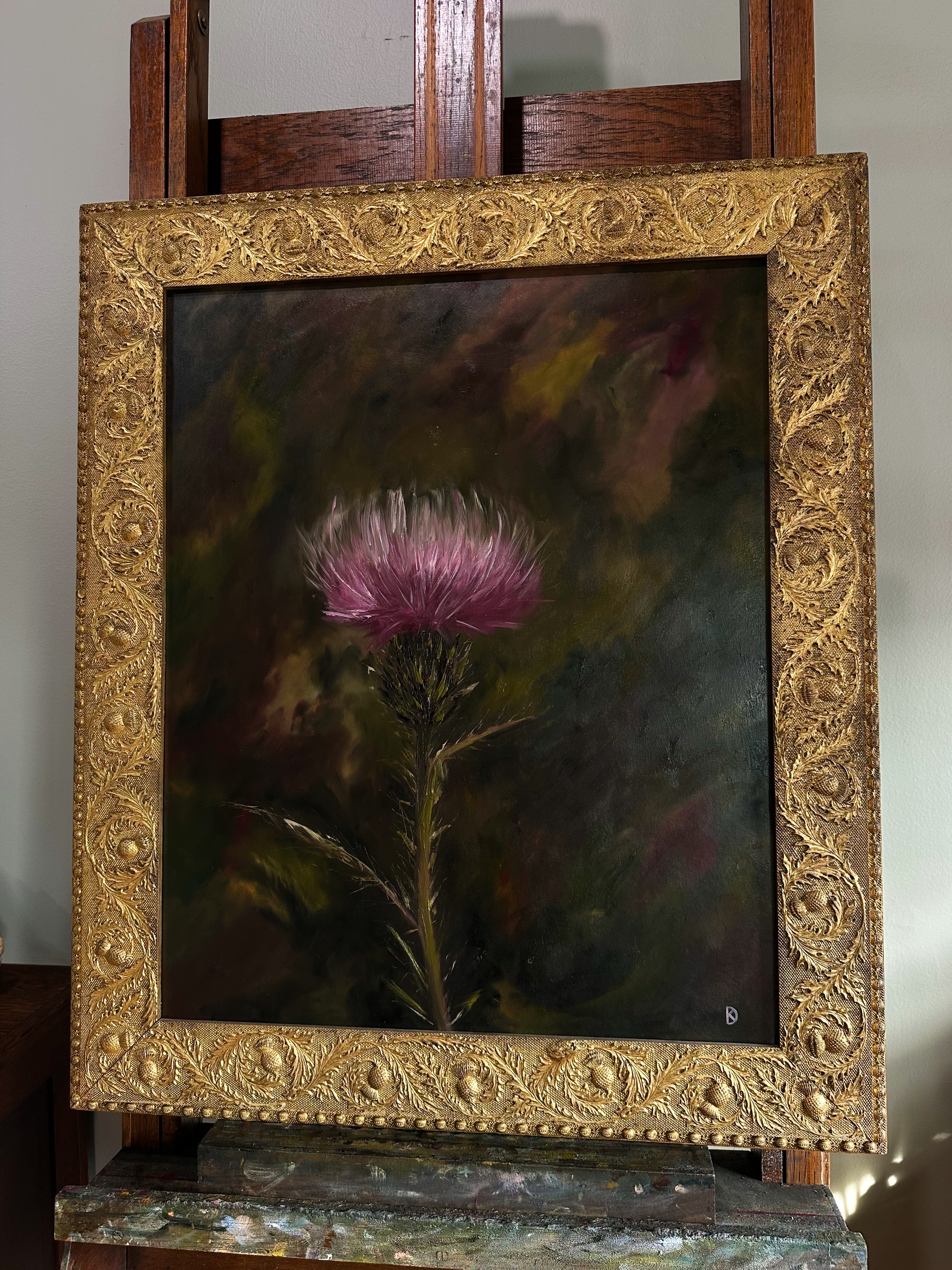 “Defied the Storm I” Oil Painting in Antique Scottish Frame - 33.5