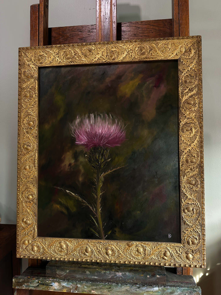 “Defied the Storm I” Oil Painting in Antique Scottish Frame - 33.5
