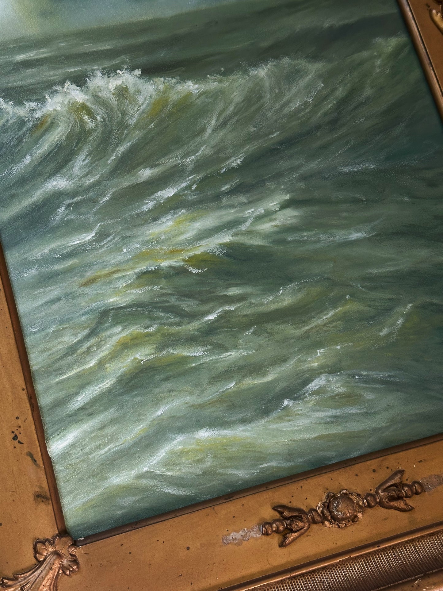 “Truce” Oil Painting in Antique Frame - 21.5" x 16.25"