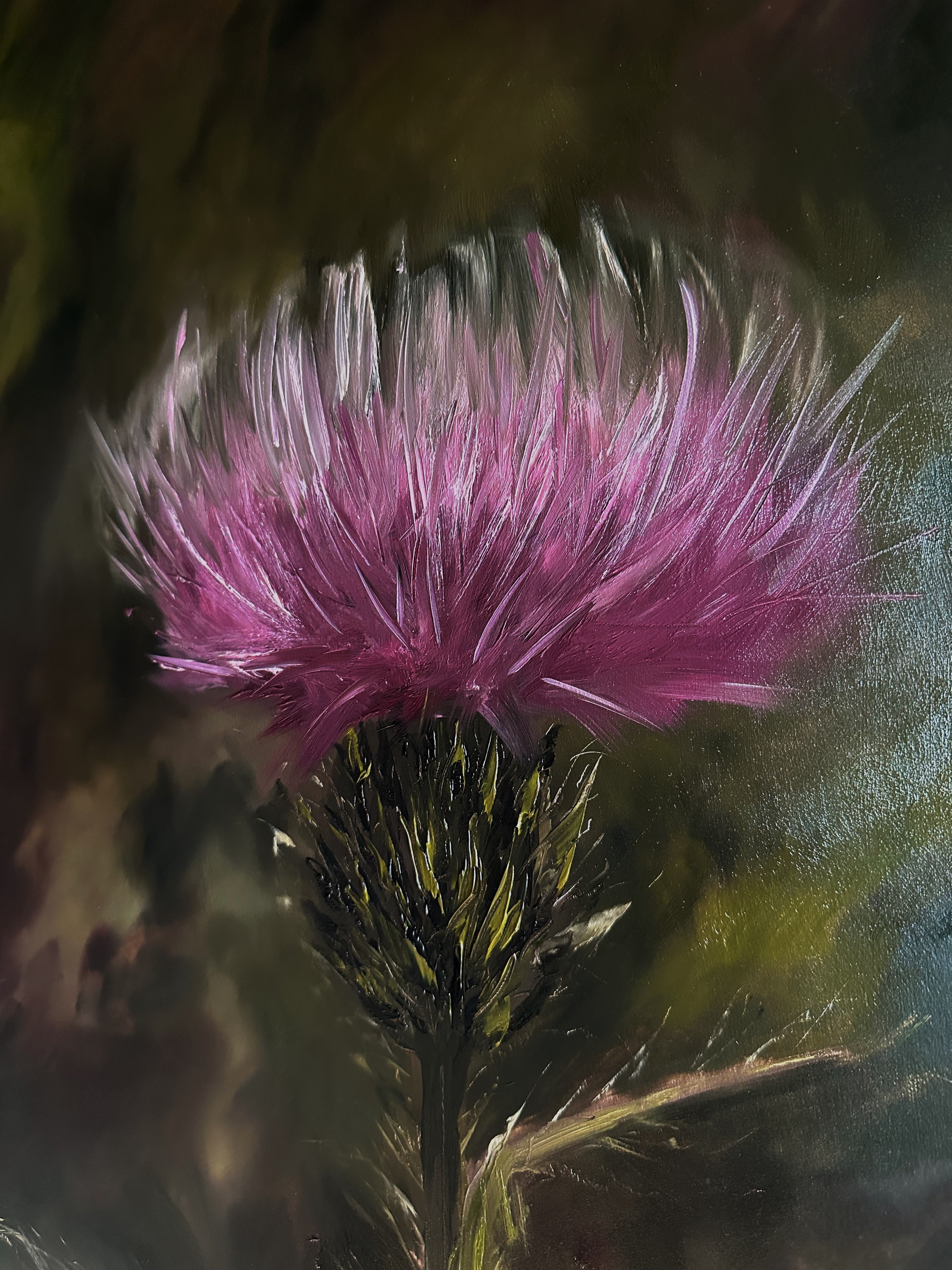 “Defied the Storm I” Oil Painting in Antique Scottish Frame - 33.5