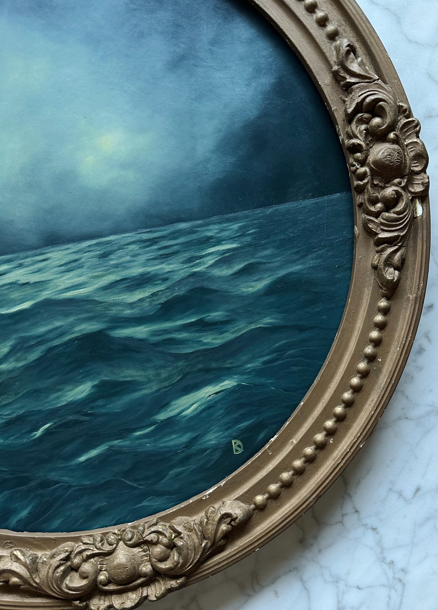 "Constant Remains" Oil Painting in Antique Frame - 18.75"