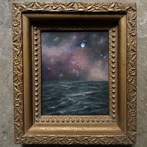 "I Circle You II" Oil in Antique Frame - 14.75" x 12.5"