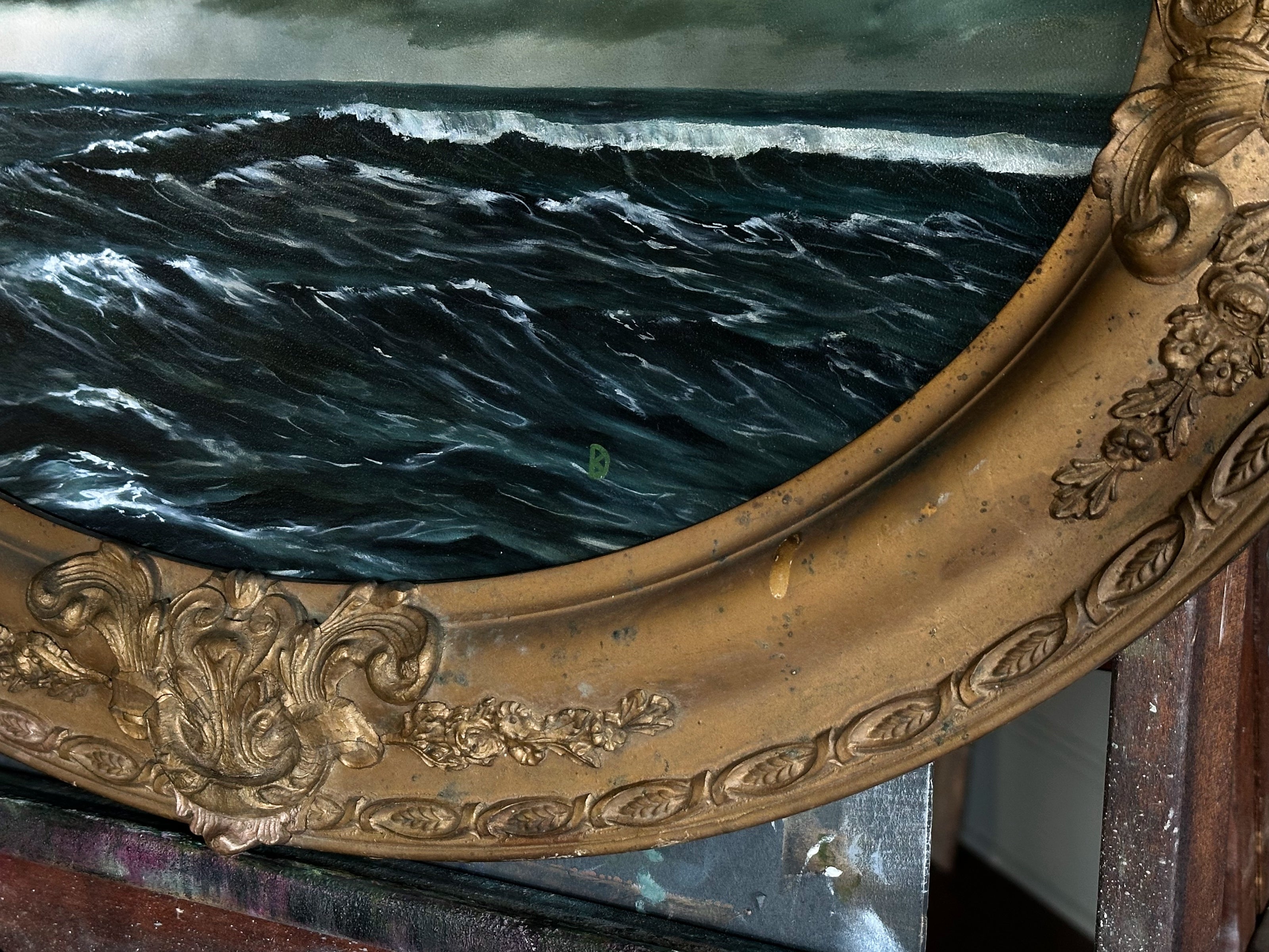 “Breaks Open” Oil Painting in Antique Frame - 24.75